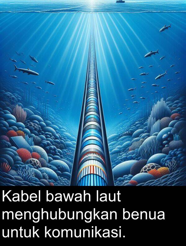 laut: Kabel bawah laut menghubungkan benua untuk komunikasi.