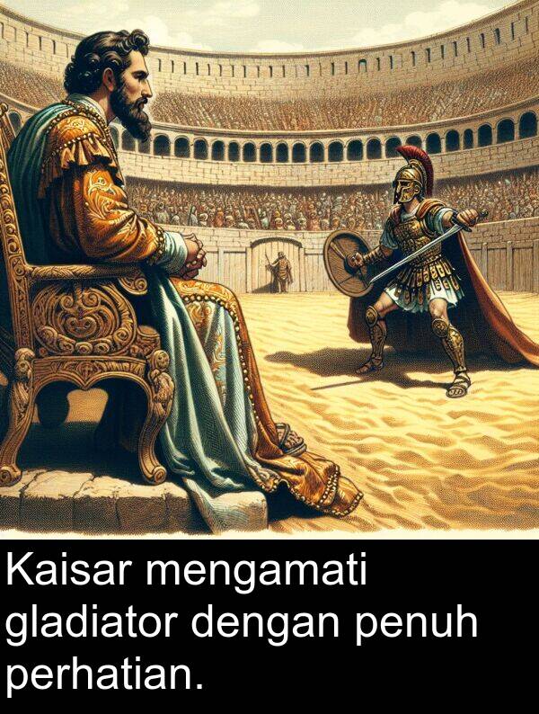 gladiator: Kaisar mengamati gladiator dengan penuh perhatian.