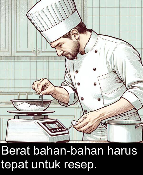 harus: Berat bahan-bahan harus tepat untuk resep.