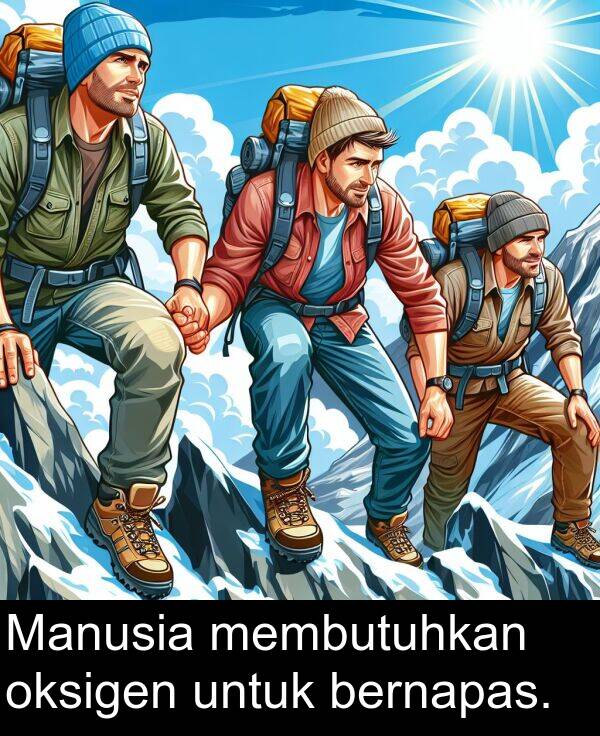 untuk: Manusia membutuhkan oksigen untuk bernapas.