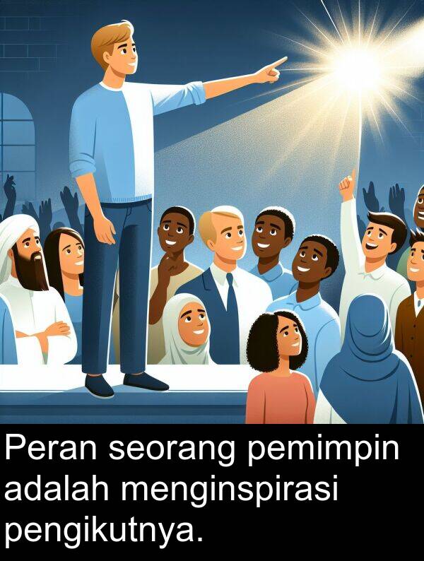 pemimpin: Peran seorang pemimpin adalah menginspirasi pengikutnya.