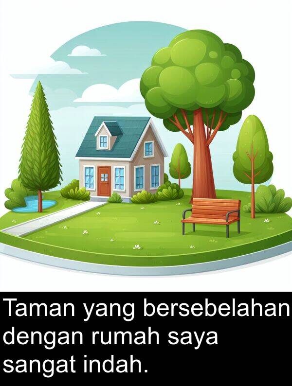 rumah: Taman yang bersebelahan dengan rumah saya sangat indah.