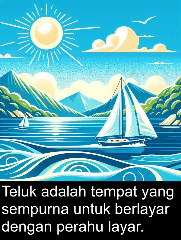 layar: Teluk adalah tempat yang sempurna untuk berlayar dengan perahu layar.