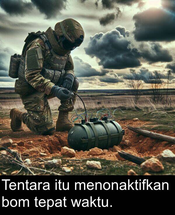 waktu: Tentara itu menonaktifkan bom tepat waktu.