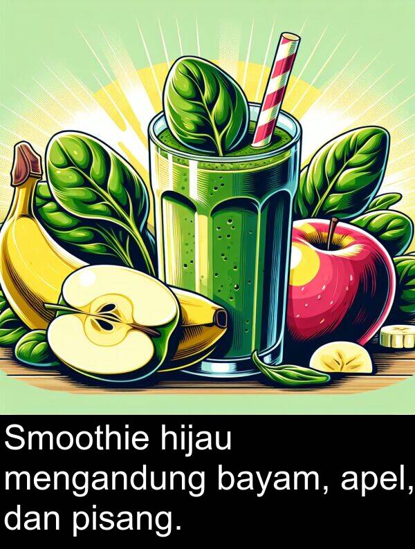 hijau: Smoothie hijau mengandung bayam, apel, dan pisang.