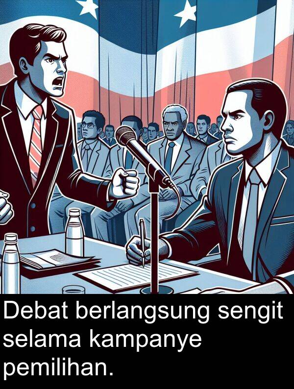 pemilihan: Debat berlangsung sengit selama kampanye pemilihan.