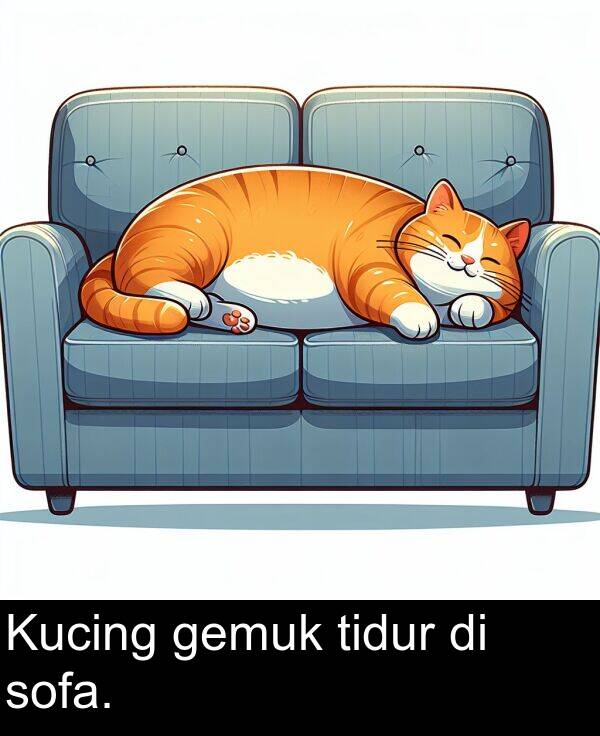 gemuk: Kucing gemuk tidur di sofa.