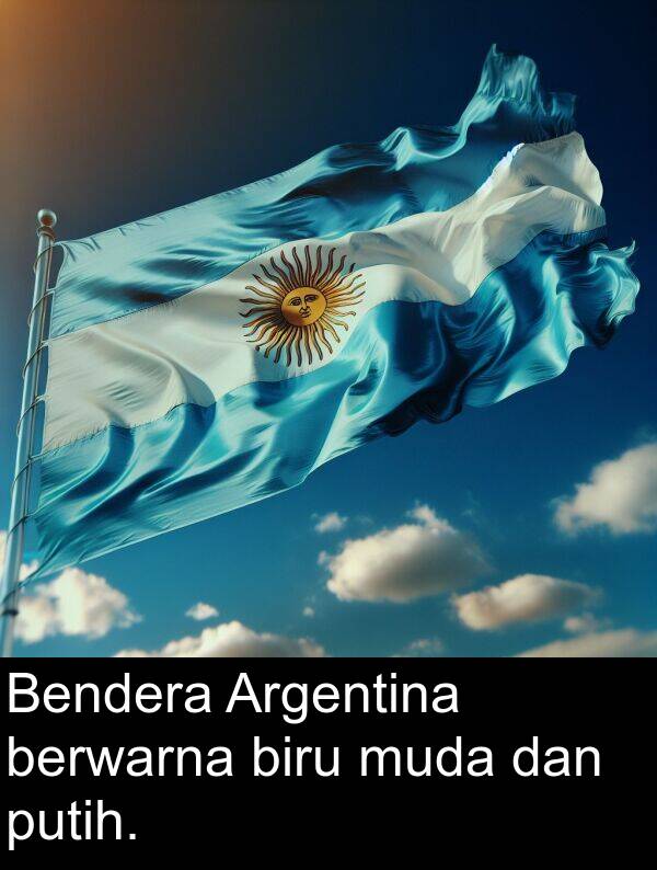 putih: Bendera Argentina berwarna biru muda dan putih.