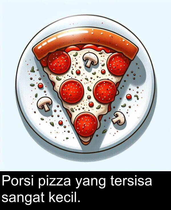 kecil: Porsi pizza yang tersisa sangat kecil.