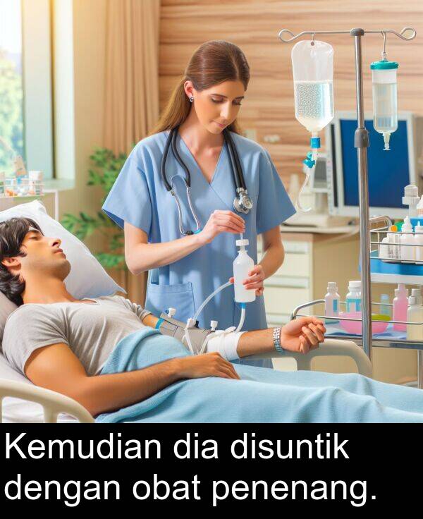 obat: Kemudian dia disuntik dengan obat penenang.