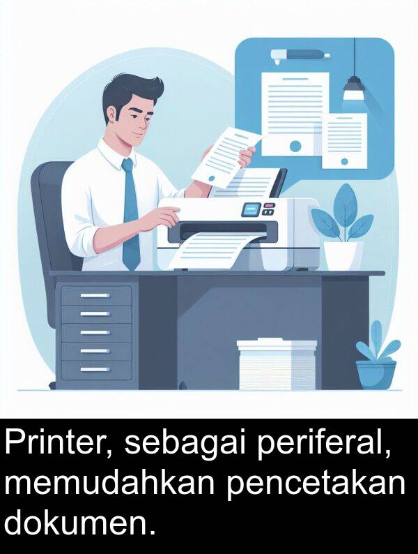 pencetakan: Printer, sebagai periferal, memudahkan pencetakan dokumen.