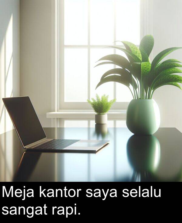 kantor: Meja kantor saya selalu sangat rapi.