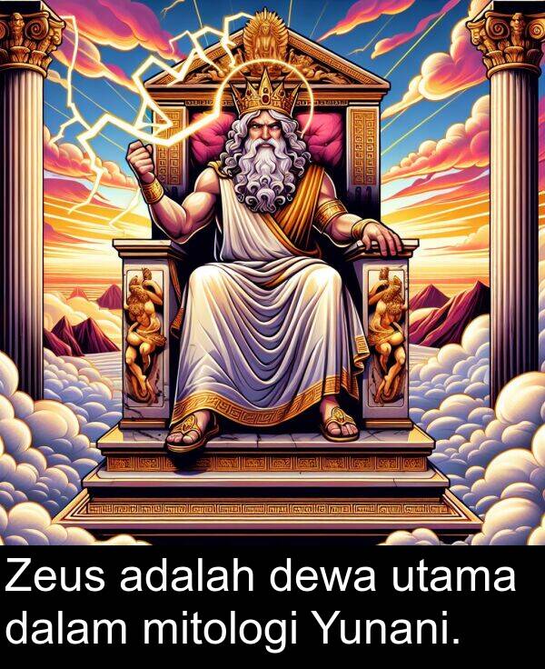 utama: Zeus adalah dewa utama dalam mitologi Yunani.