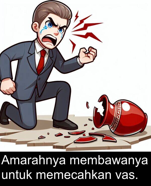 untuk: Amarahnya membawanya untuk memecahkan vas.