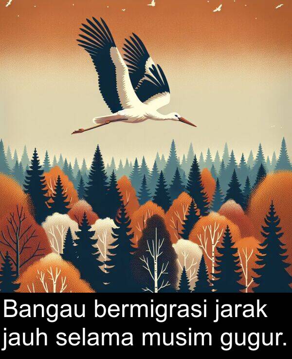 gugur: Bangau bermigrasi jarak jauh selama musim gugur.