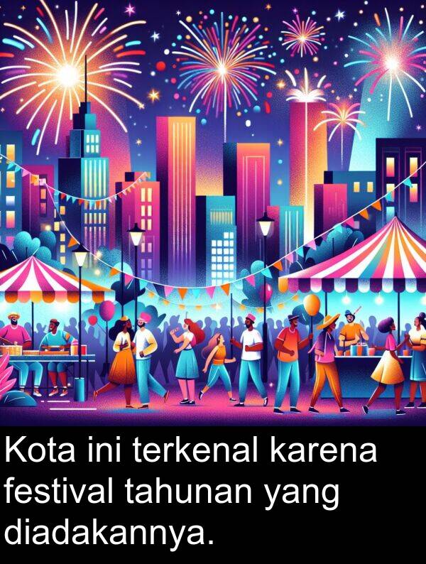 karena: Kota ini terkenal karena festival tahunan yang diadakannya.