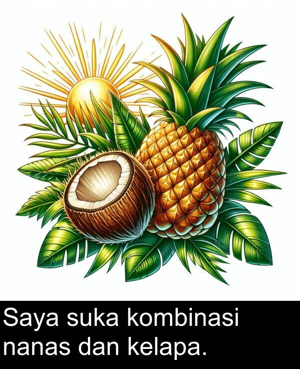 kelapa: Saya suka kombinasi nanas dan kelapa.