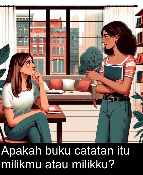 catatan: Apakah buku catatan itu milikmu atau milikku?