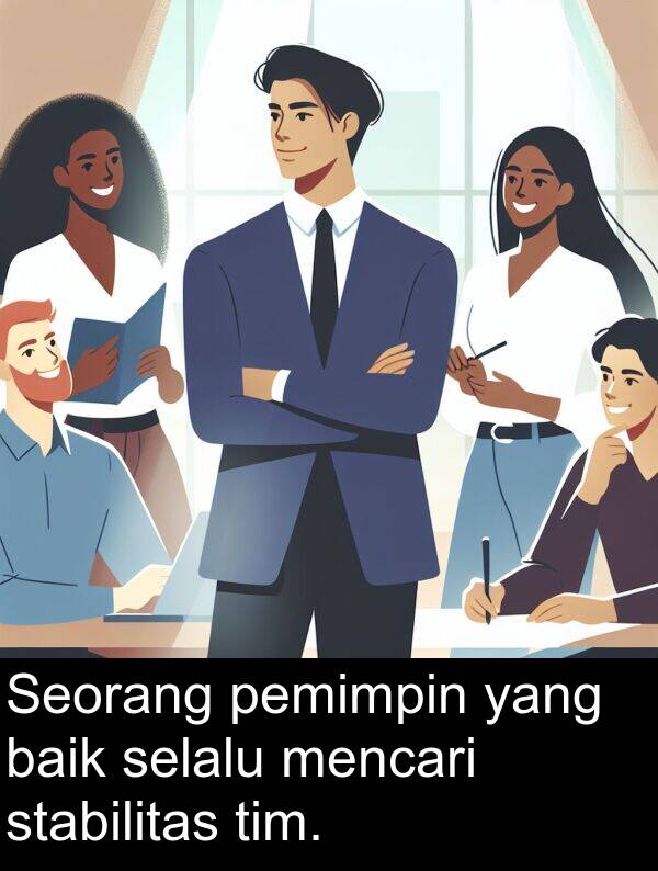 pemimpin: Seorang pemimpin yang baik selalu mencari stabilitas tim.