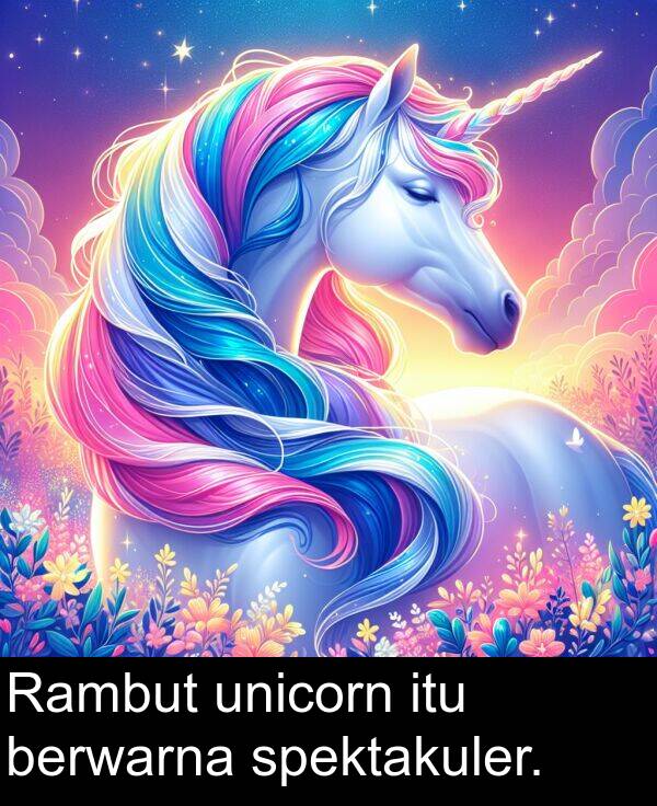 unicorn: Rambut unicorn itu berwarna spektakuler.