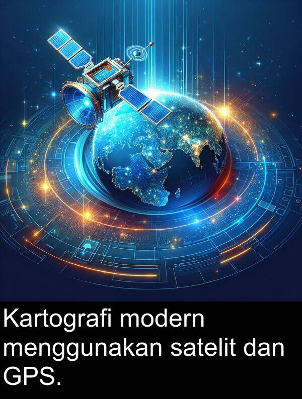 satelit: Kartografi modern menggunakan satelit dan GPS.