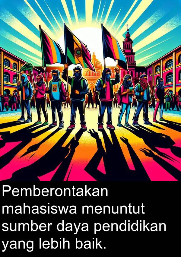 pendidikan: Pemberontakan mahasiswa menuntut sumber daya pendidikan yang lebih baik.