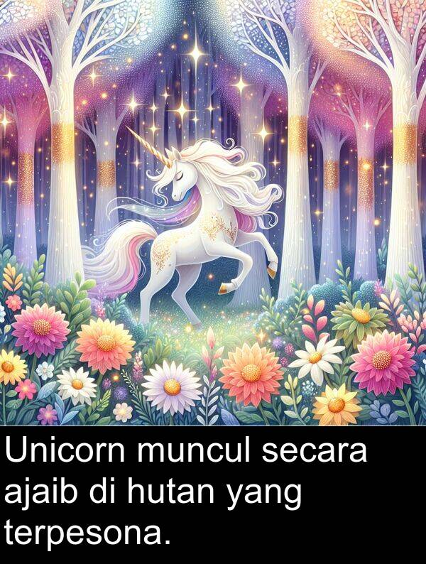 hutan: Unicorn muncul secara ajaib di hutan yang terpesona.