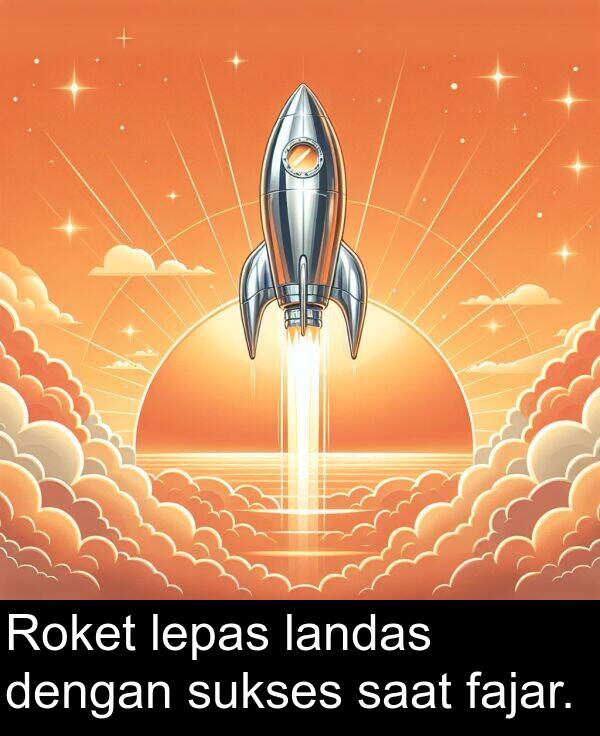 lepas: Roket lepas landas dengan sukses saat fajar.