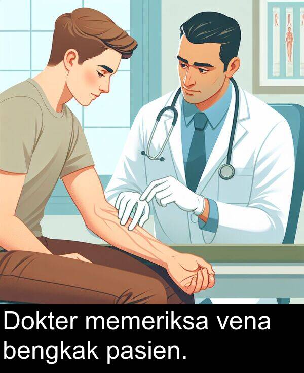 pasien: Dokter memeriksa vena bengkak pasien.