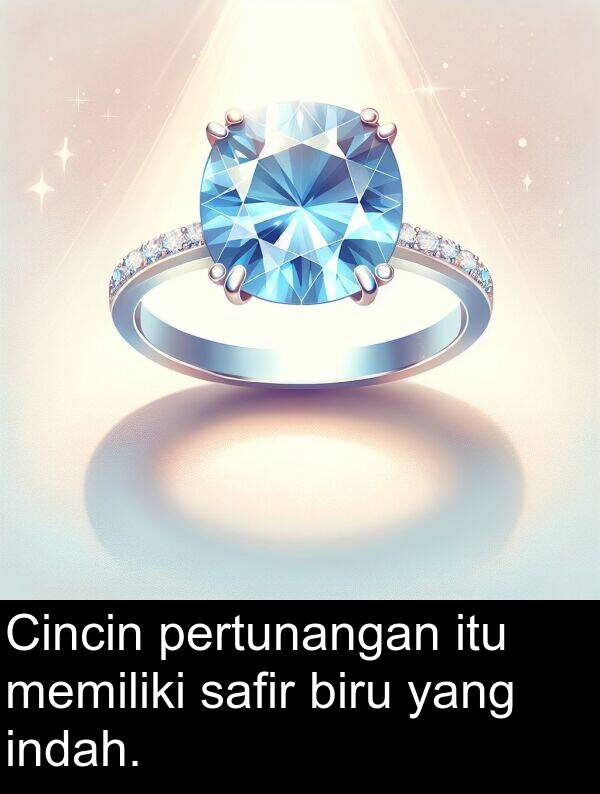 safir: Cincin pertunangan itu memiliki safir biru yang indah.