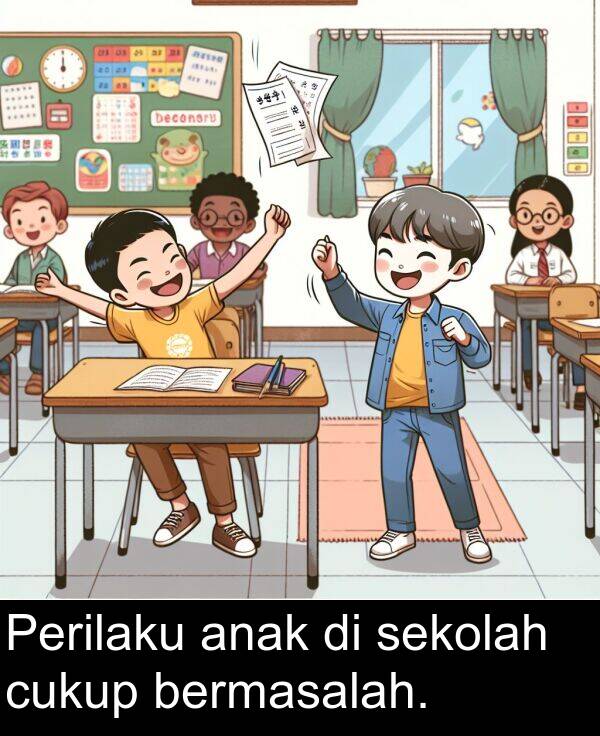 cukup: Perilaku anak di sekolah cukup bermasalah.