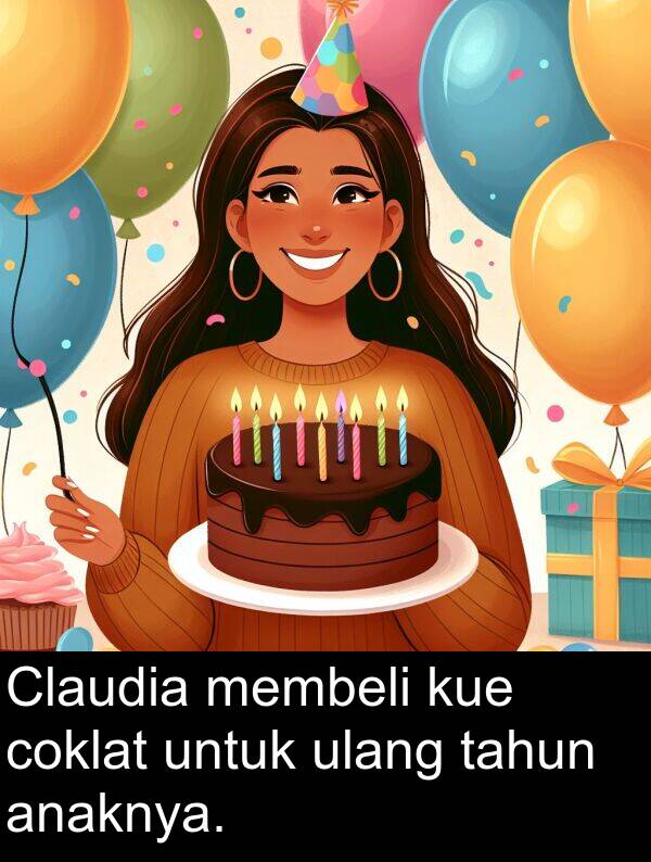 ulang: Claudia membeli kue coklat untuk ulang tahun anaknya.