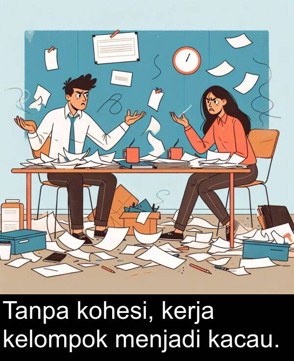 kelompok: Tanpa kohesi, kerja kelompok menjadi kacau.