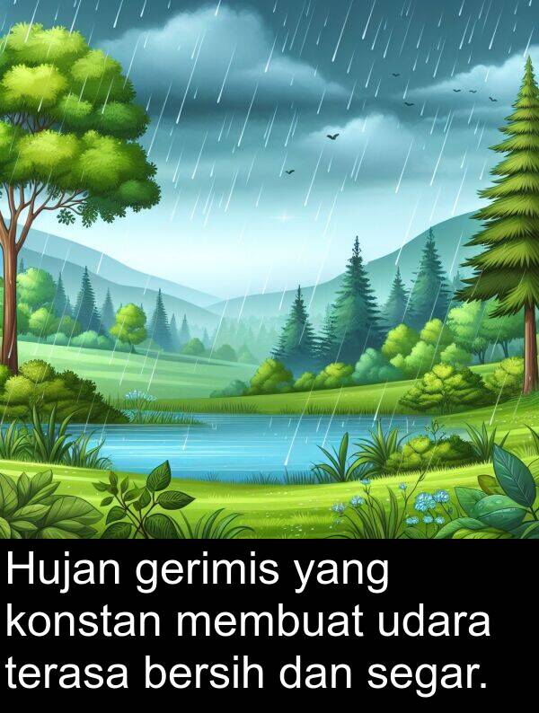 udara: Hujan gerimis yang konstan membuat udara terasa bersih dan segar.