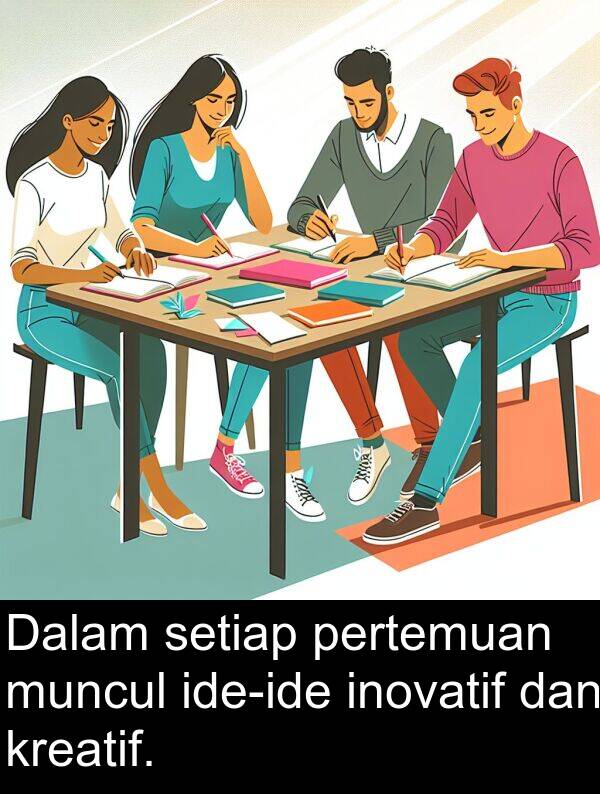 inovatif: Dalam setiap pertemuan muncul ide-ide inovatif dan kreatif.