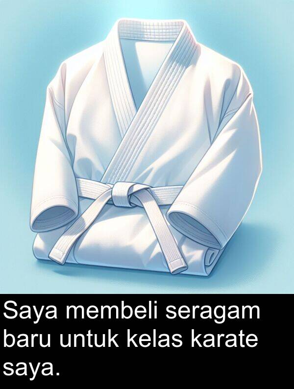 kelas: Saya membeli seragam baru untuk kelas karate saya.