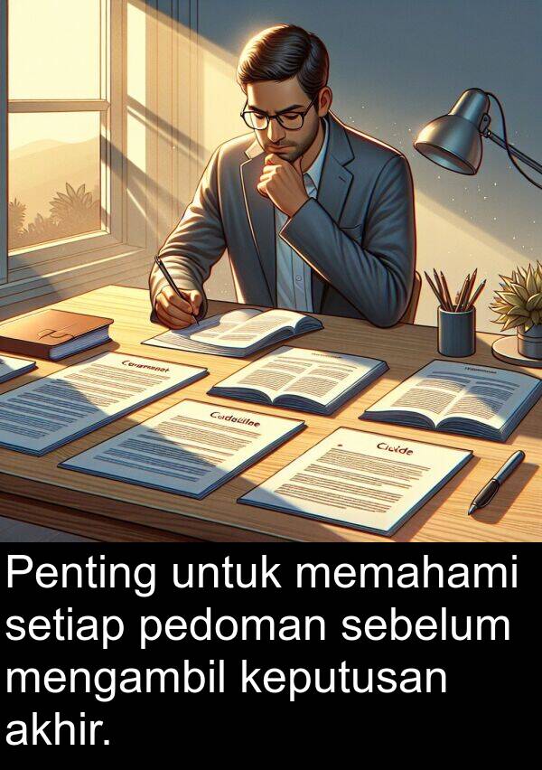 pedoman: Penting untuk memahami setiap pedoman sebelum mengambil keputusan akhir.