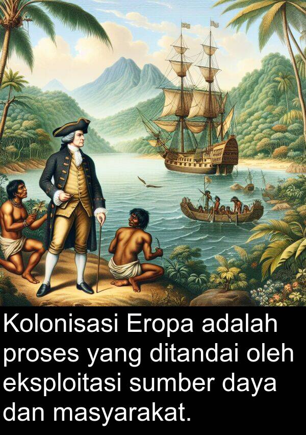 eksploitasi: Kolonisasi Eropa adalah proses yang ditandai oleh eksploitasi sumber daya dan masyarakat.