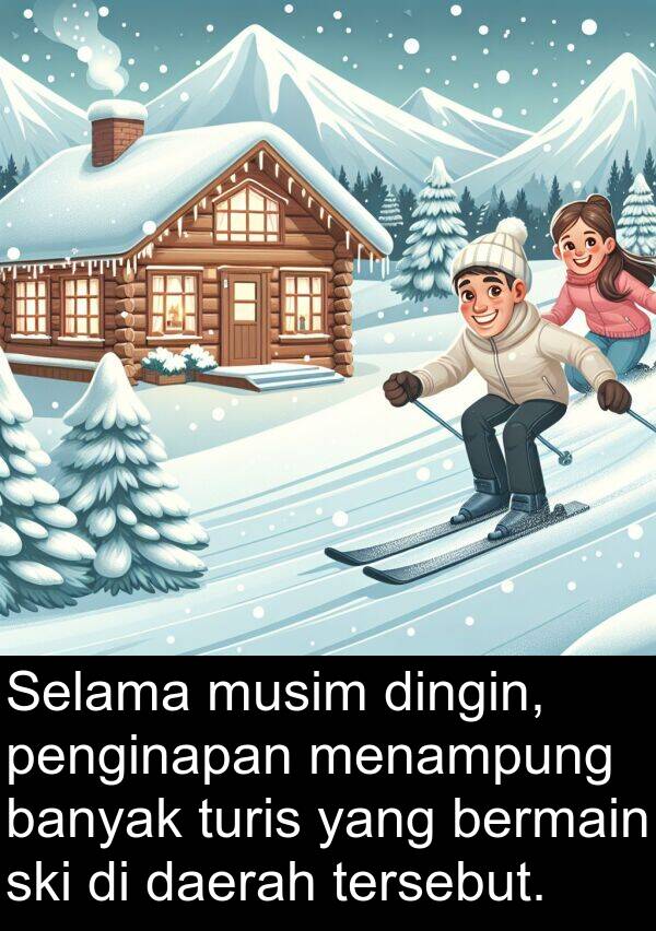 daerah: Selama musim dingin, penginapan menampung banyak turis yang bermain ski di daerah tersebut.