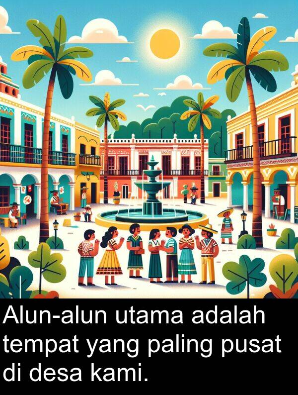 utama: Alun-alun utama adalah tempat yang paling pusat di desa kami.