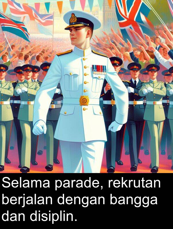 rekrutan: Selama parade, rekrutan berjalan dengan bangga dan disiplin.