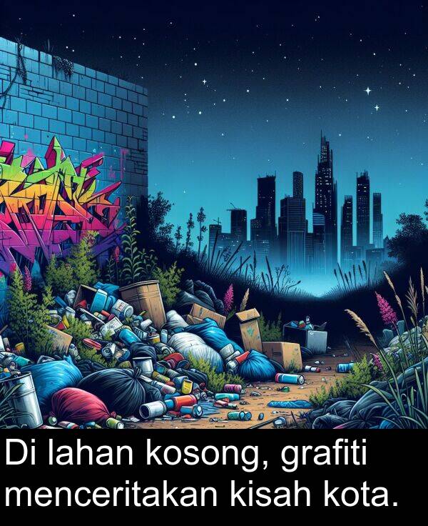 lahan: Di lahan kosong, grafiti menceritakan kisah kota.