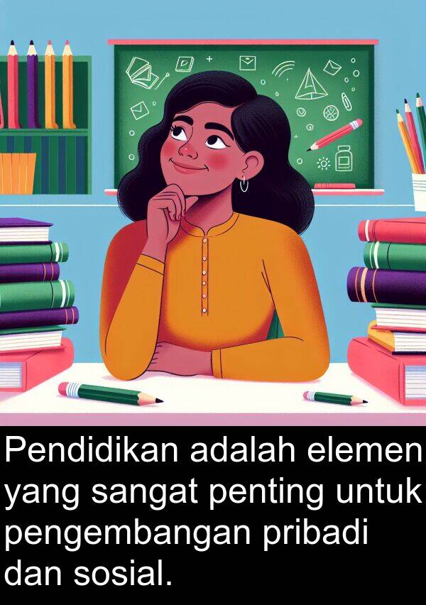 pengembangan: Pendidikan adalah elemen yang sangat penting untuk pengembangan pribadi dan sosial.