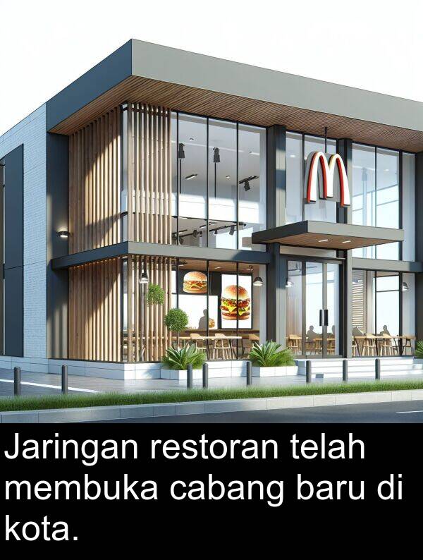 restoran: Jaringan restoran telah membuka cabang baru di kota.