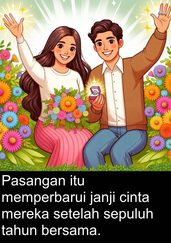 cinta: Pasangan itu memperbarui janji cinta mereka setelah sepuluh tahun bersama.