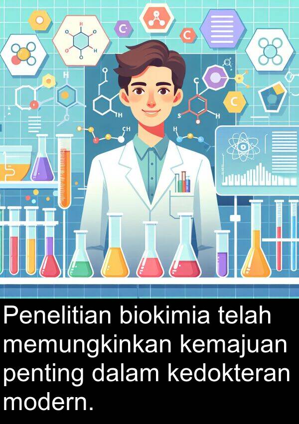 kedokteran: Penelitian biokimia telah memungkinkan kemajuan penting dalam kedokteran modern.