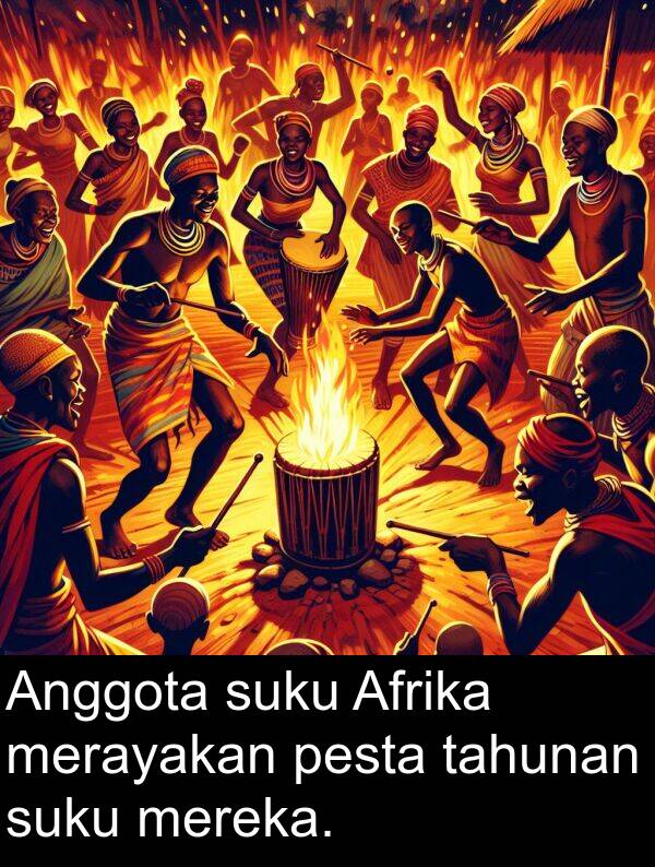 tahunan: Anggota suku Afrika merayakan pesta tahunan suku mereka.