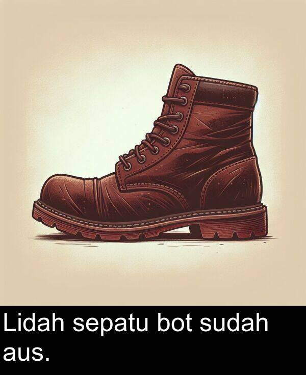 sepatu: Lidah sepatu bot sudah aus.