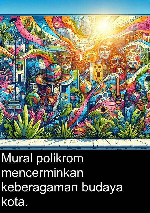 keberagaman: Mural polikrom mencerminkan keberagaman budaya kota.