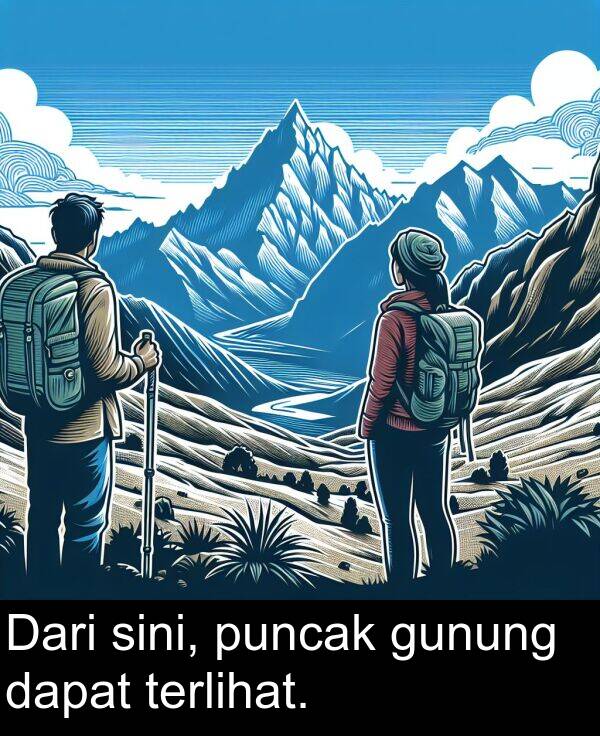 dapat: Dari sini, puncak gunung dapat terlihat.